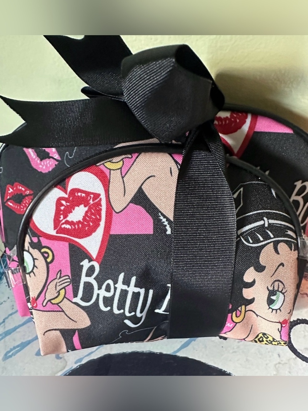 Betty Boop Pink & Black Cosmetic Bag